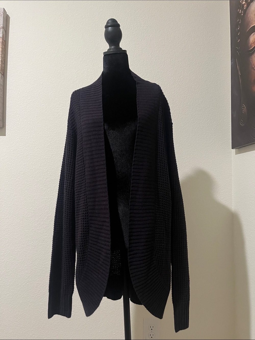 New York & Co. Dark Brown Open-Front Knit Cardigan